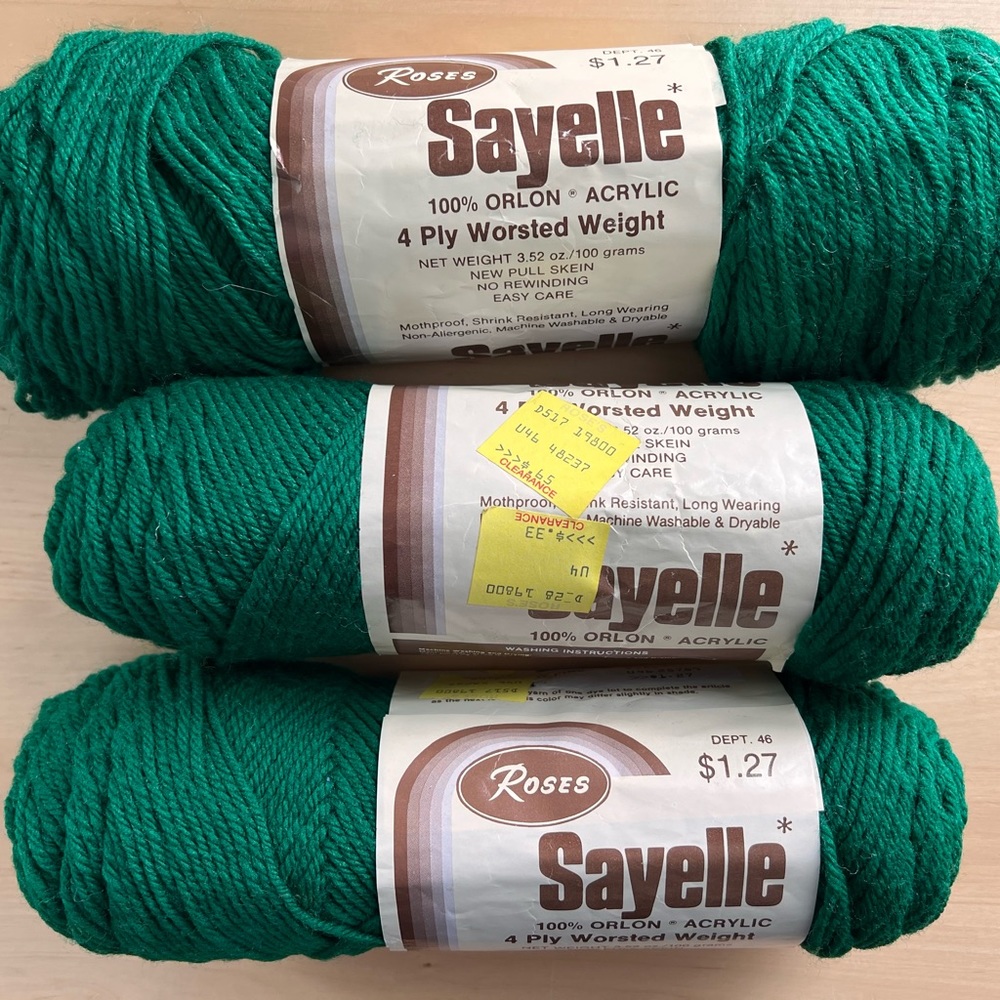 VINTAGE Bundle 3 YARN Skeins GREEN Holiday Pine
